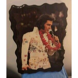 Elvis Presley Lacquered Wood  ~22x15 ' 70s  NO CLOCK-READ Vintage Wall Art Photo